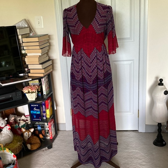 Flowy sheer lined maxi boho dress - Picture 3 of 8